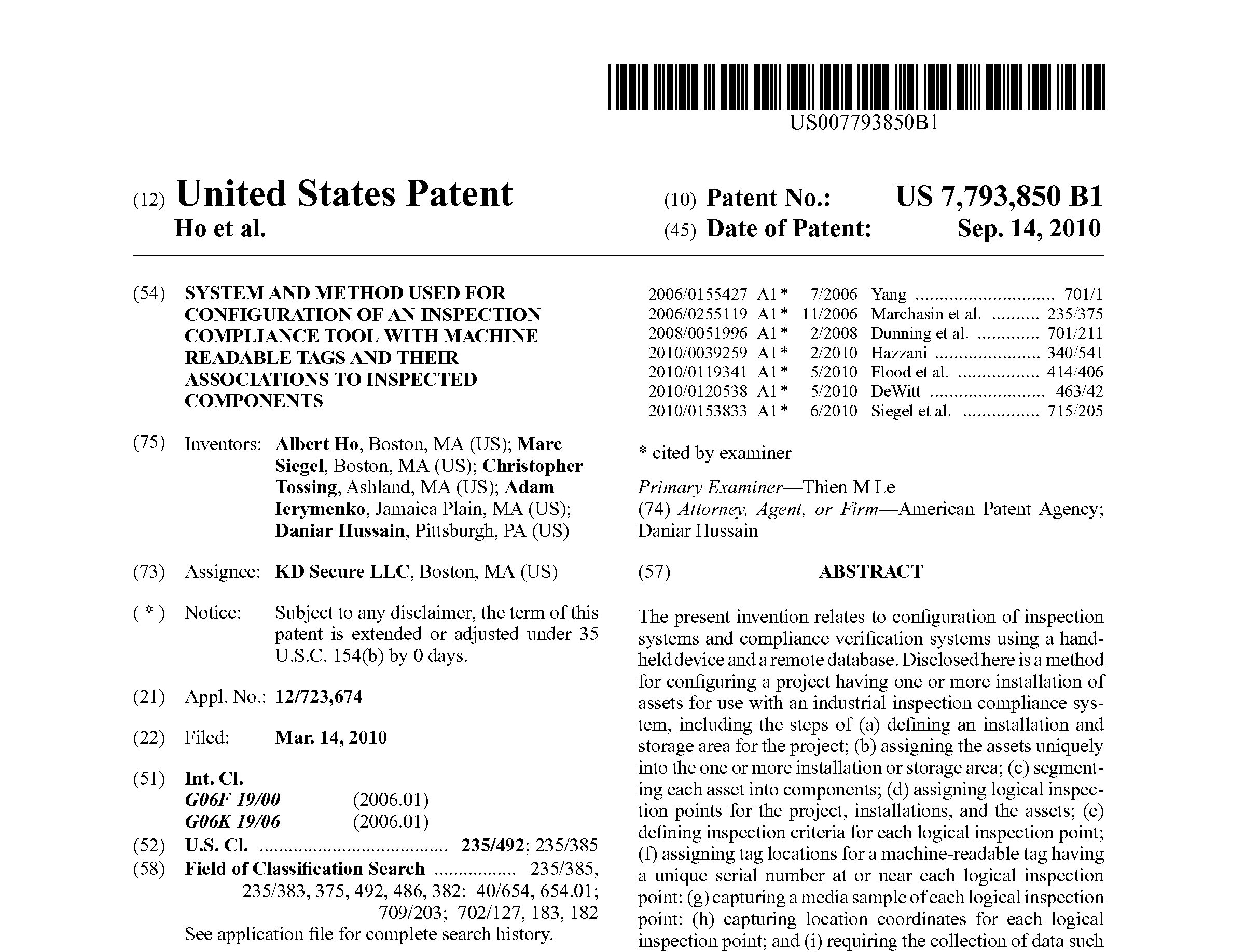 US Patent 7,793,850