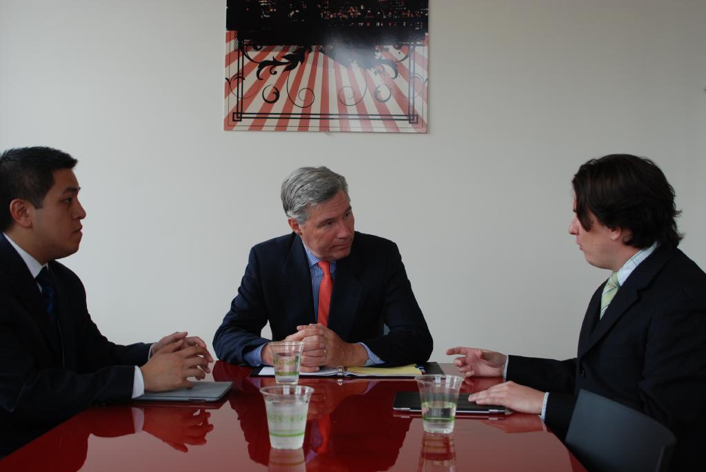 US Senator Sheldon Whitehouse of RI commending my co-founder and me for creating jobs in the state